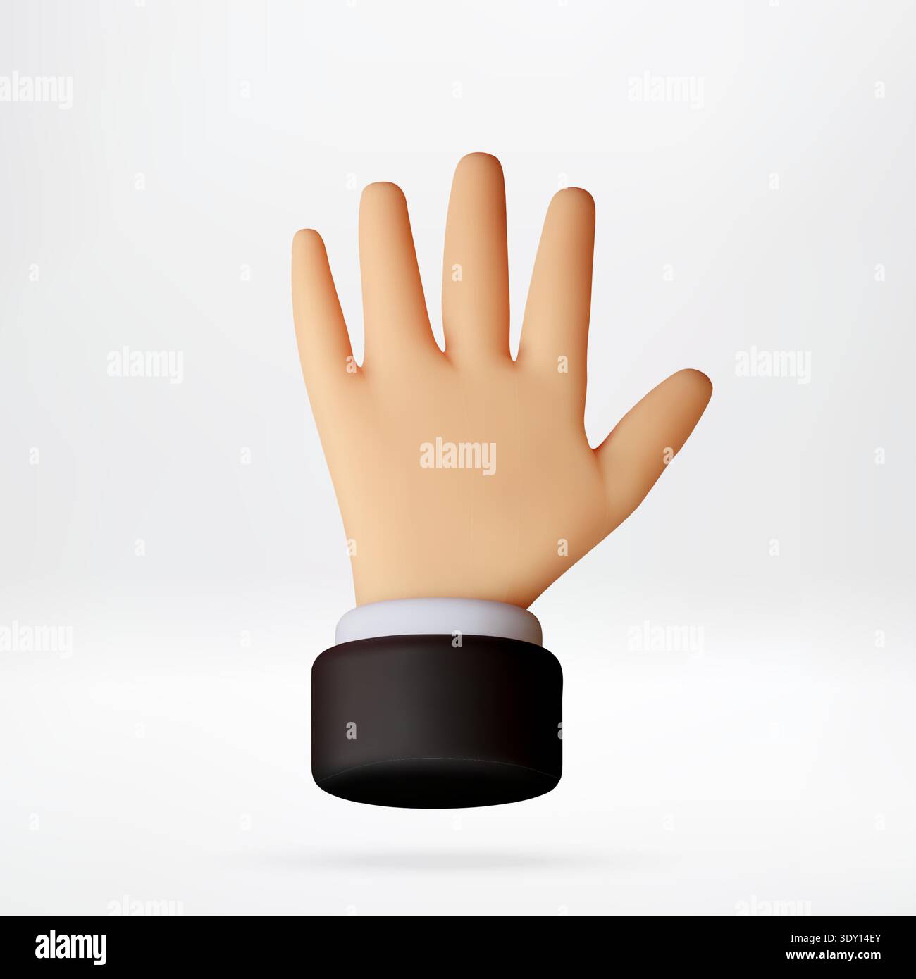 3D hand showing open palm greeting gesture. Stock Vector