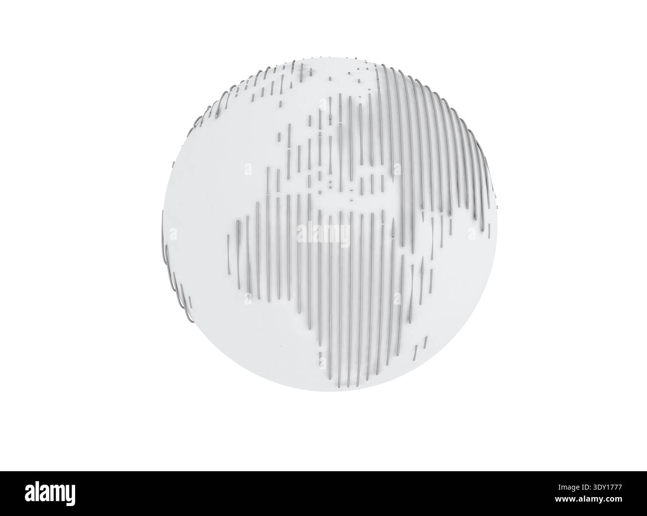 Metal lines earth globe isolated on white background. 3d render Stock Photo