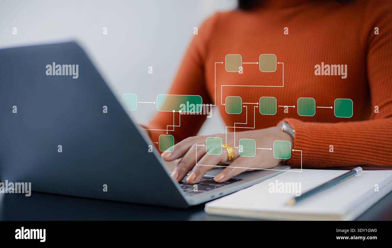 Business hands financial flowchart hi-res stock photography and images ...
