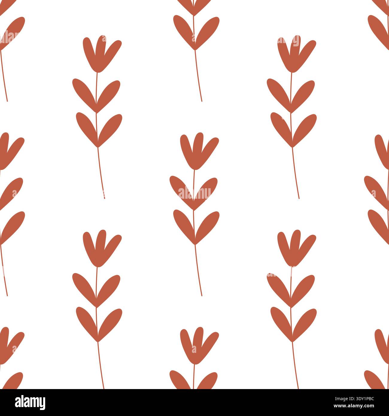 seamless botanical simple pattern with orange flowers. Stock Vector