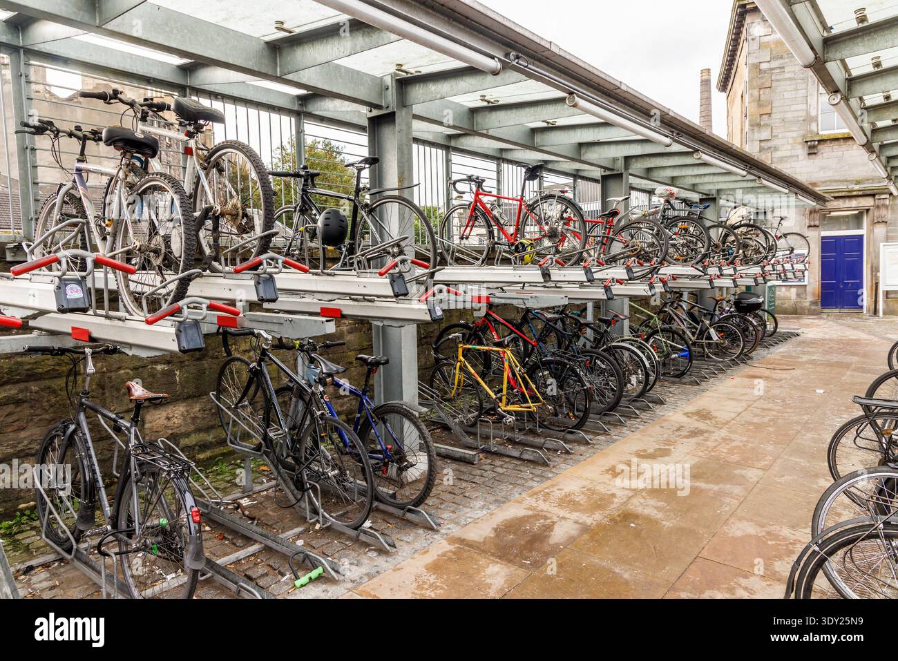 Bicycle racks, Edinburgh, Scotland Stock Photo