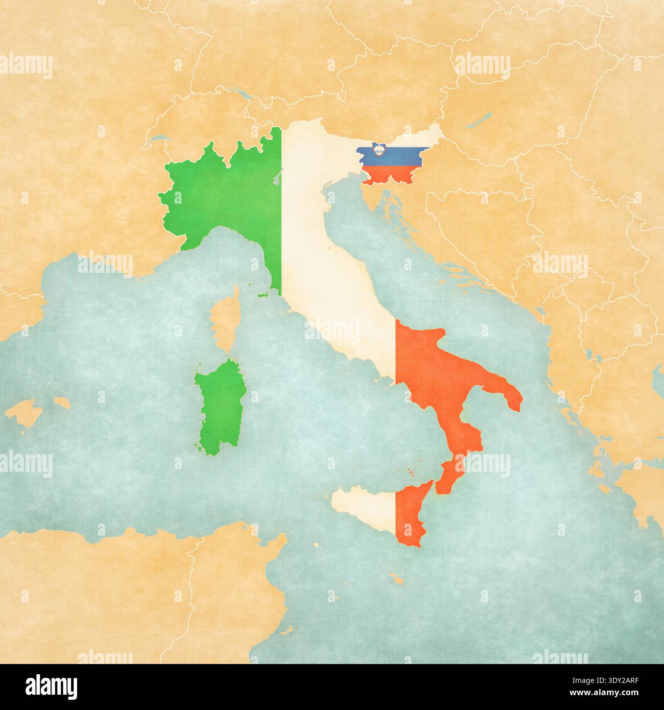 Italy slovenia border map hi-res stock photography and images - Alamy