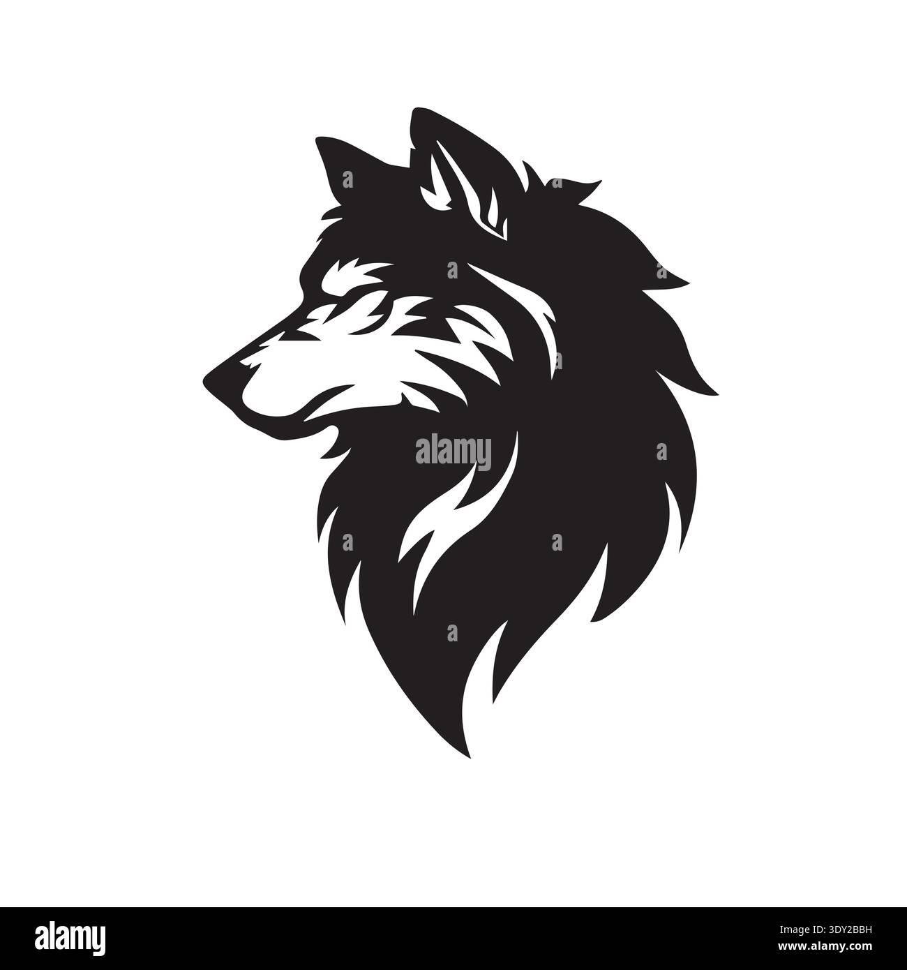 Fierce Wolf Head Vector Logo - Stylized Canine Mascot Illustration Stock Vector