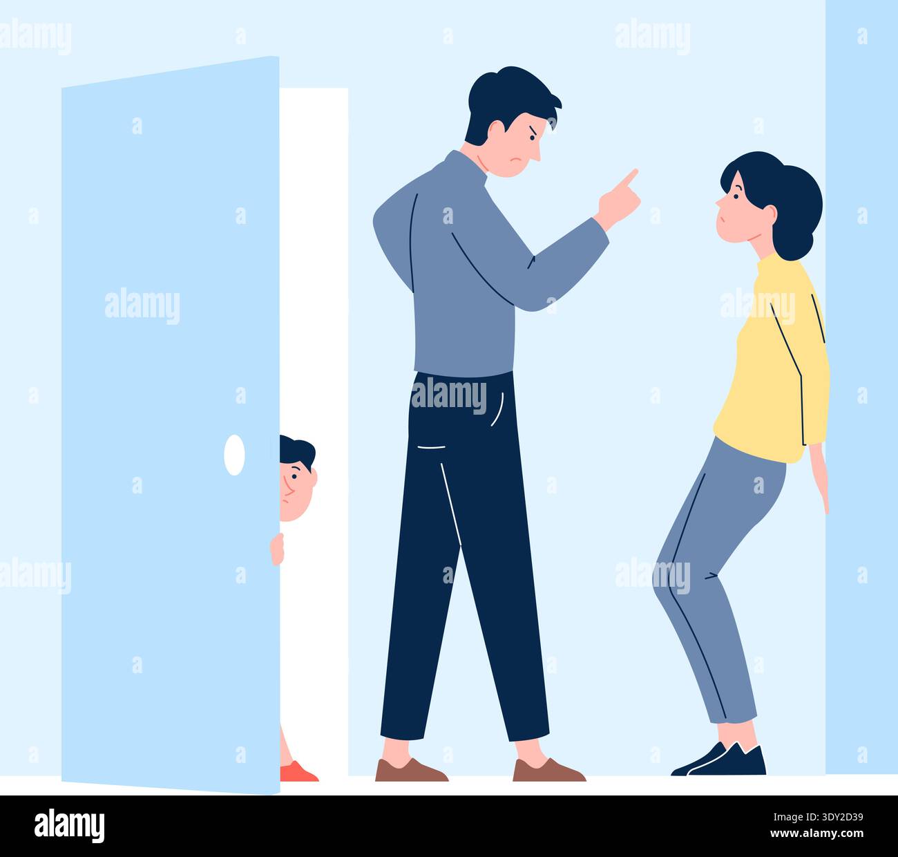 Couple quarrel color icon. Kid look at arguing parents Stock Vector ...