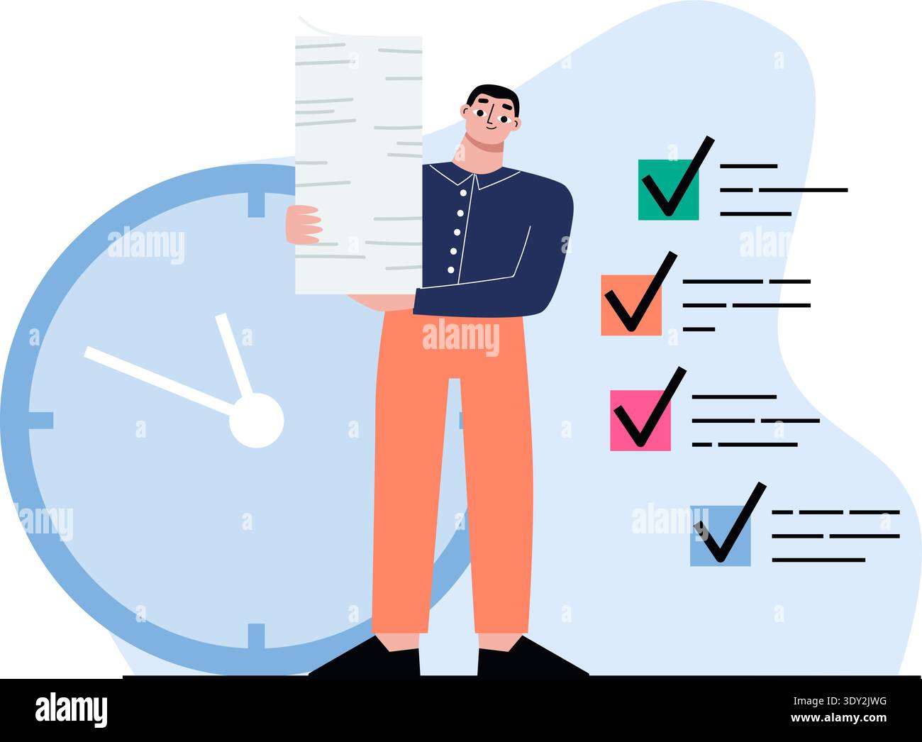 Office paperwork task. Work productivity color icon Stock Vector