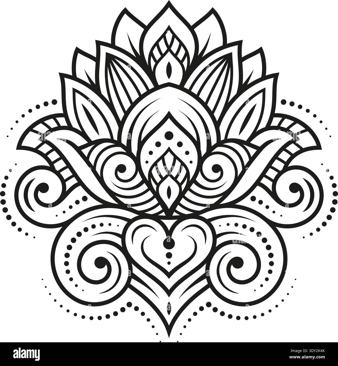 Water lily tattoo. Oriental style flower drawing Stock Vector Image & Art -  Alamy