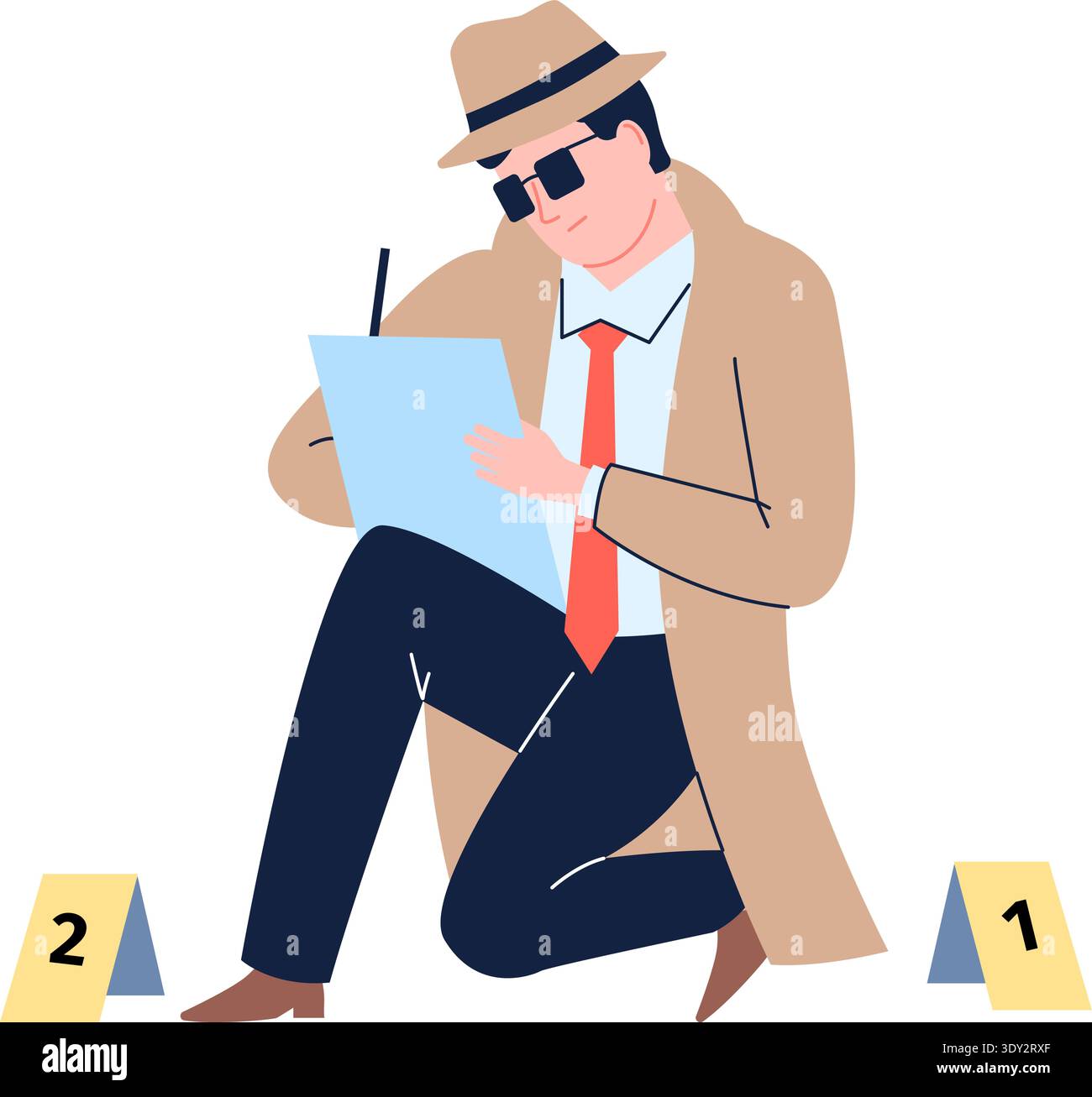 Police detective inspect clues. Crime investigation icon Stock Vector ...