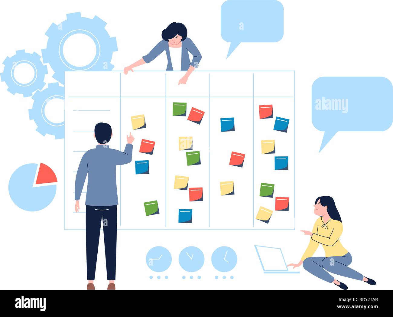 Scrum board integration. Work task organization framework Stock Vector