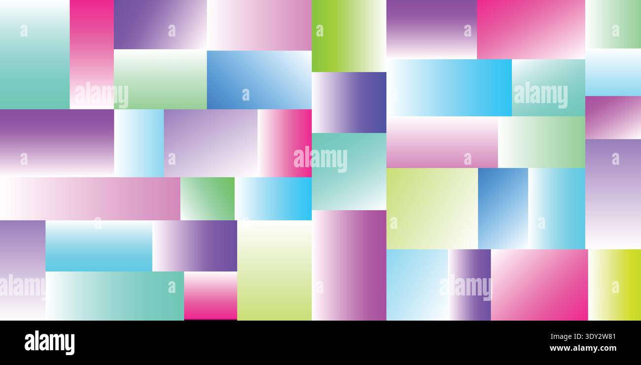 Neon Gradient Rectangle Mosaic Colorful Geometric Abstract Background Stock Vector