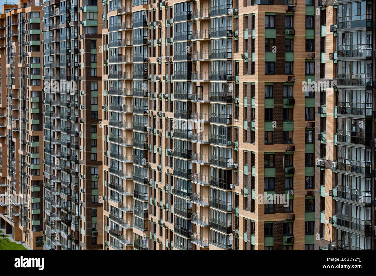 Modern urban residential high-rise buildings creating a dense city ...