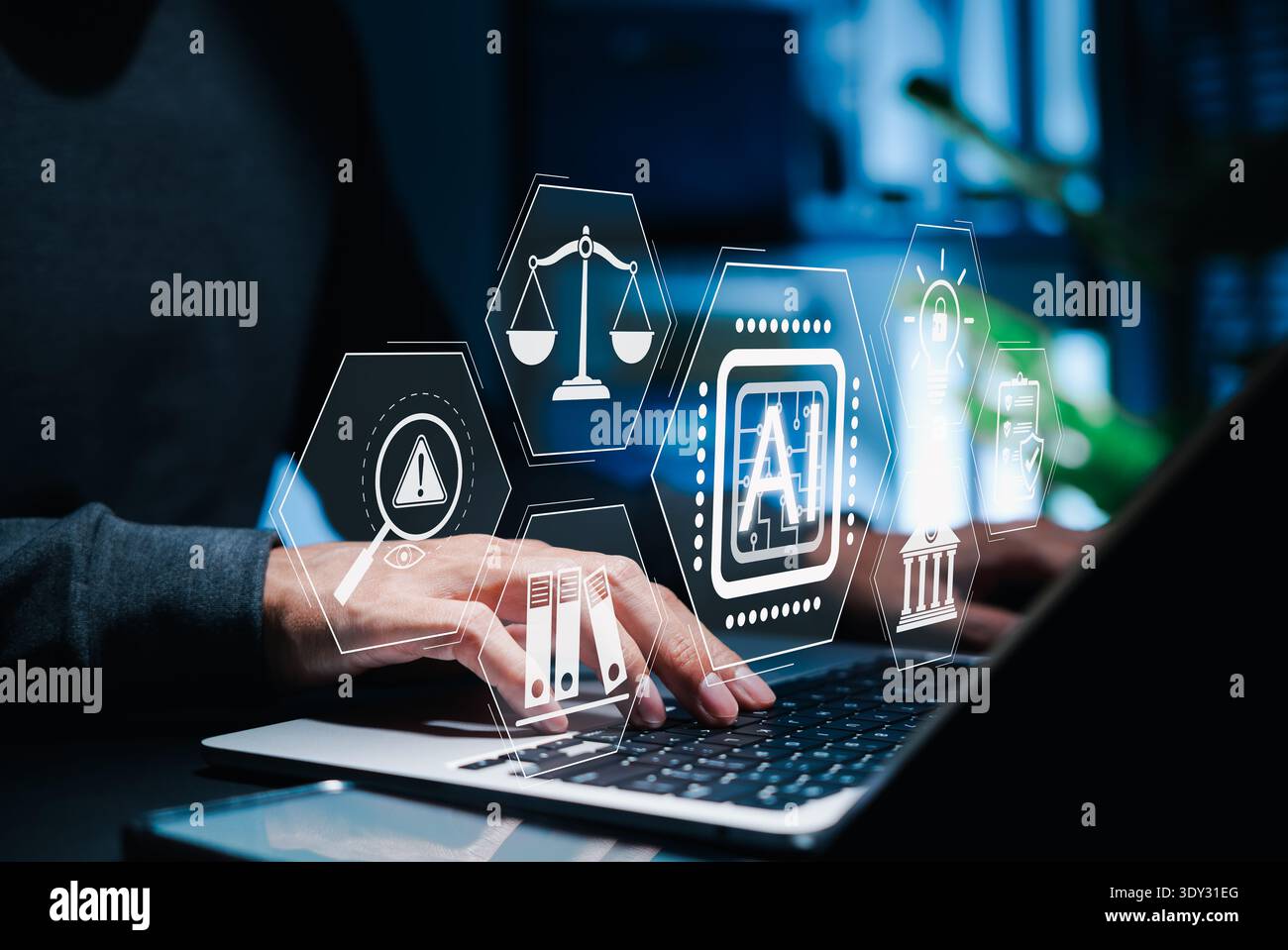 Artificial intelligence regulation and ethics concept. AI law ethics ...