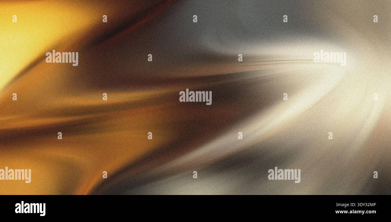 Golden and grey abstract texture with swirling patterns and a grainy effect Stock Photo