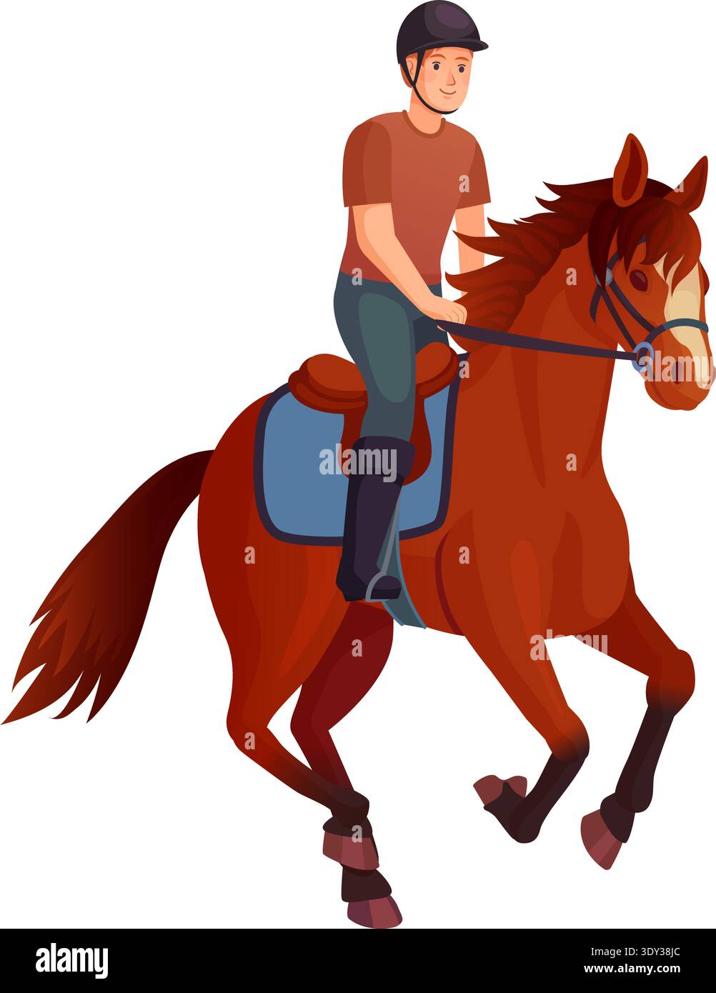 Professional horse rider. Young jockey cartoon icon isolated on white ...
