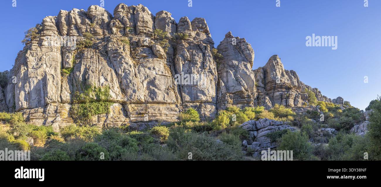 Spectacular panoramic landscape featuring rugged limestone cliffs and ...