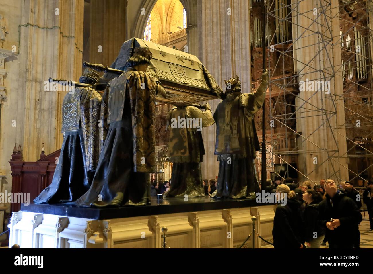 The back view of Tomb of Christopher Columbus in Seville Cathedral. Seville, Spain Stock Photo