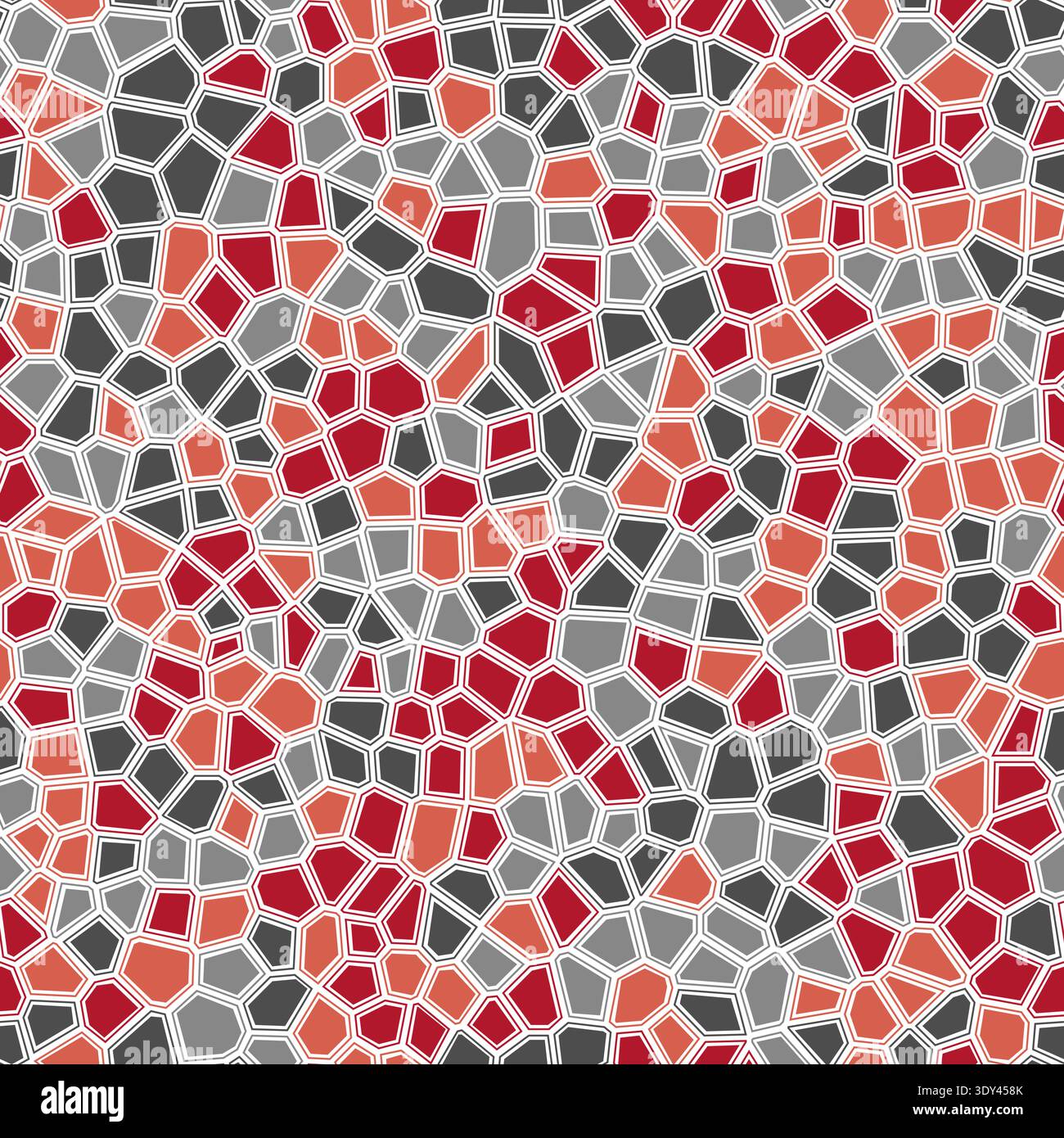 Voronoi tessellation seamless pattern. Irregular polygonal cells create abstract geometric design. Stock Vector