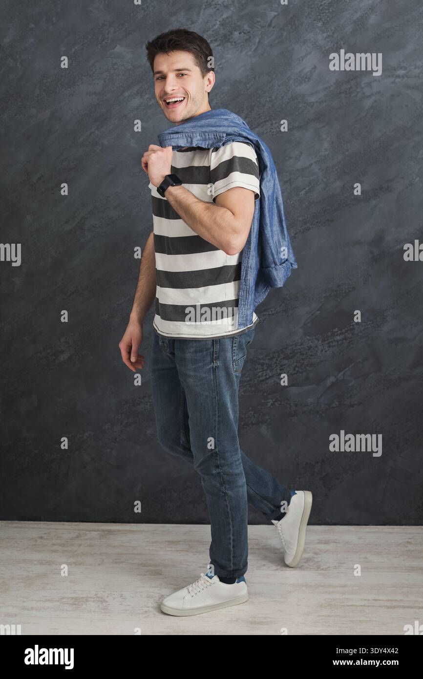Handsome stylish man posing in studio Stock Photo