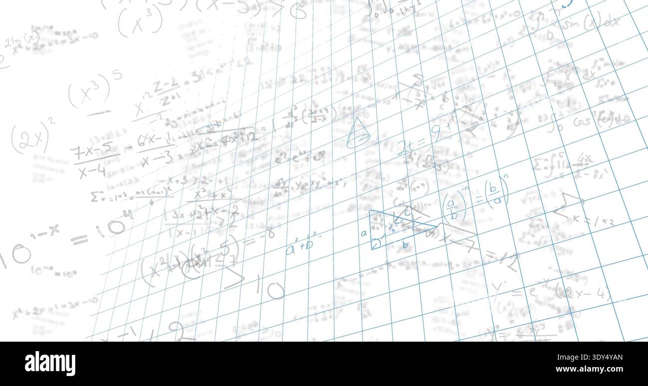 Displaying blue-ruled graph paper showing pencil math work on white ...