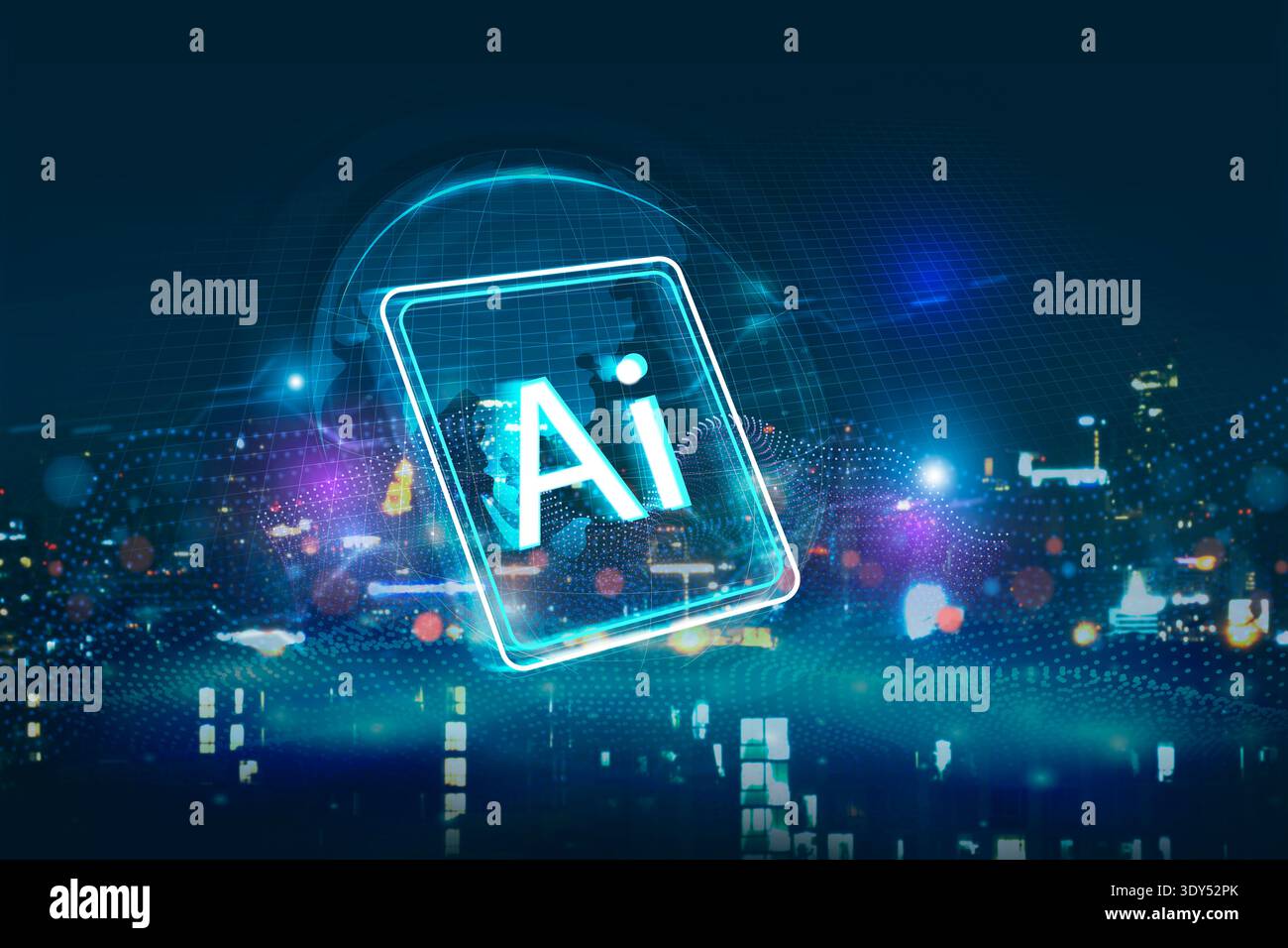 Smart city innovative technology with AI global network connection Stock Photo