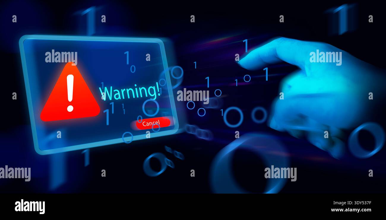 Cybersecurity vulnerability, data breach, illegal connection, compromised information concept. Malicious software, virus and cybercrime. Stock Photo
