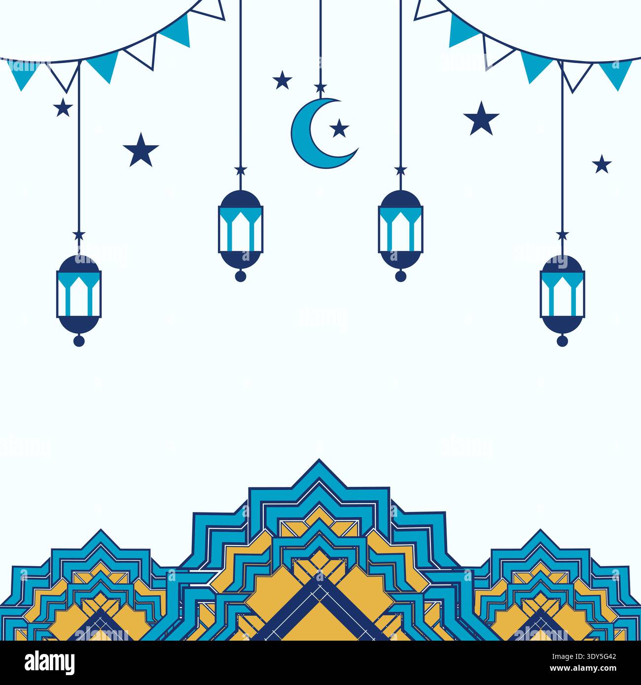 Ramadan Lanterns Hanging on Islamic Ornaments, Lanterns, Ramadan, Eid Vector Background Stock Vector