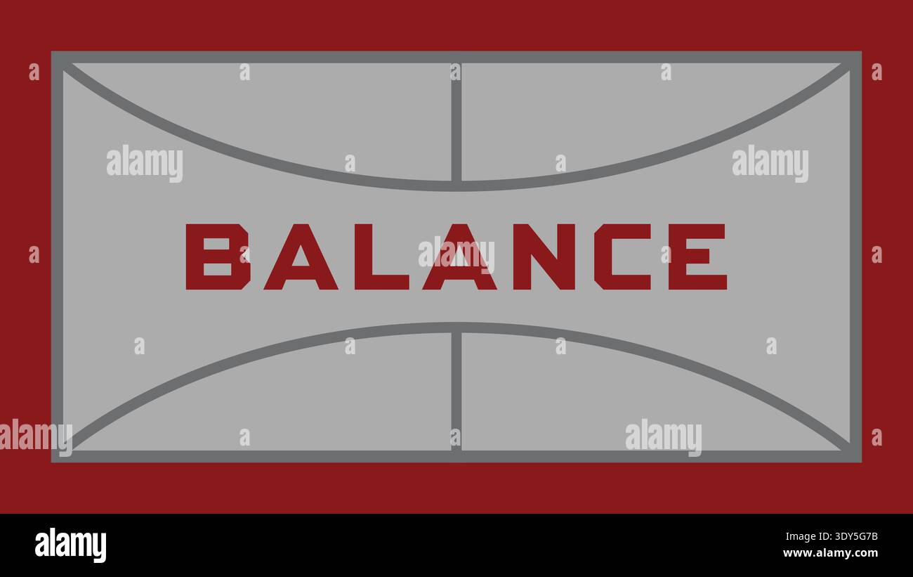 Framed panel with balance text centered inside a curved rectangle border in muted tones Stock Vector