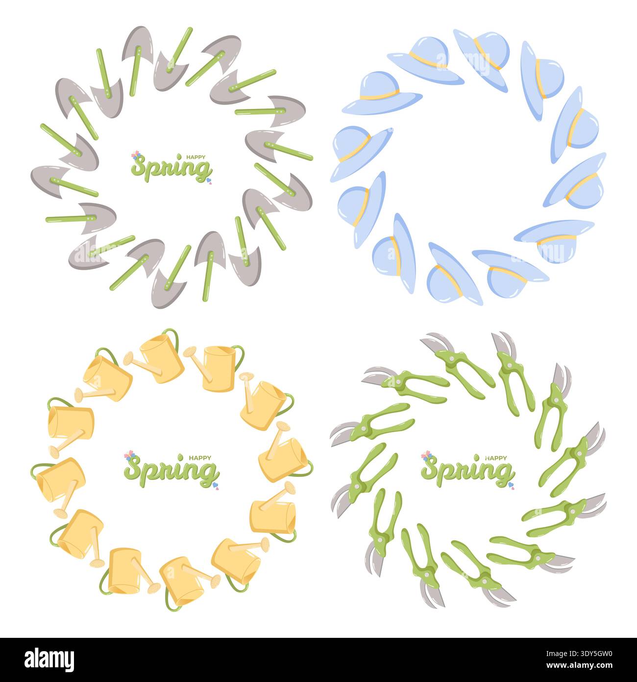 Spring Wreath Set Tools Accessories Stock Vector
