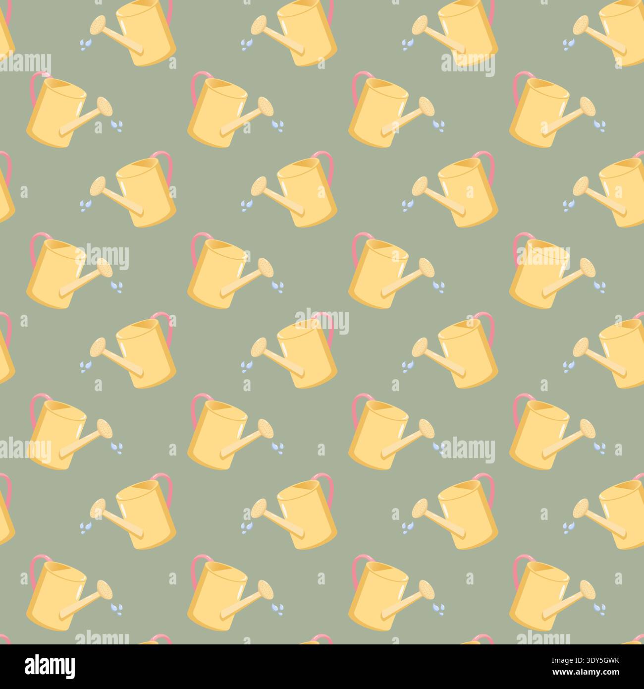 Watering Can Pattern Spring Gardening Design Stock Vector