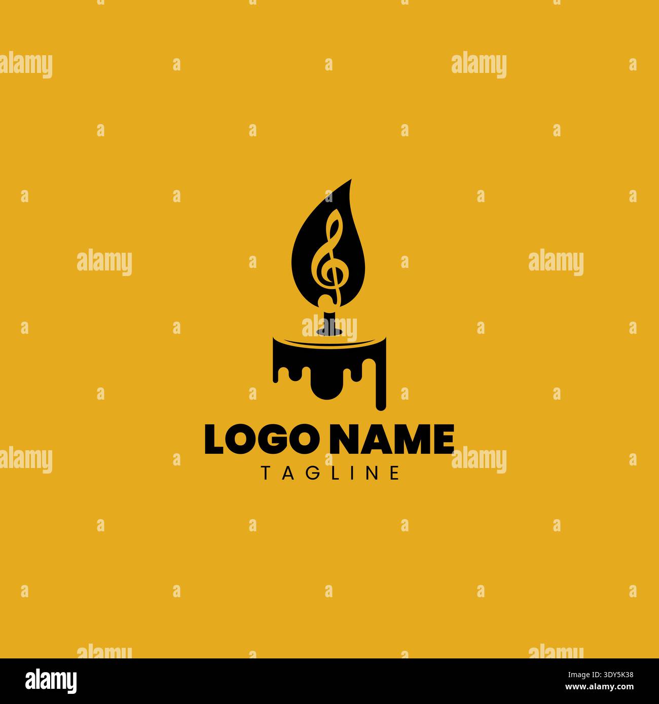 melody candle logo design vector Stock Vector