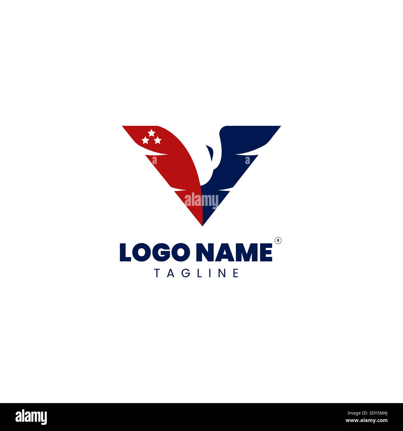 American star eagle logo vector design with letter V Stock Vector