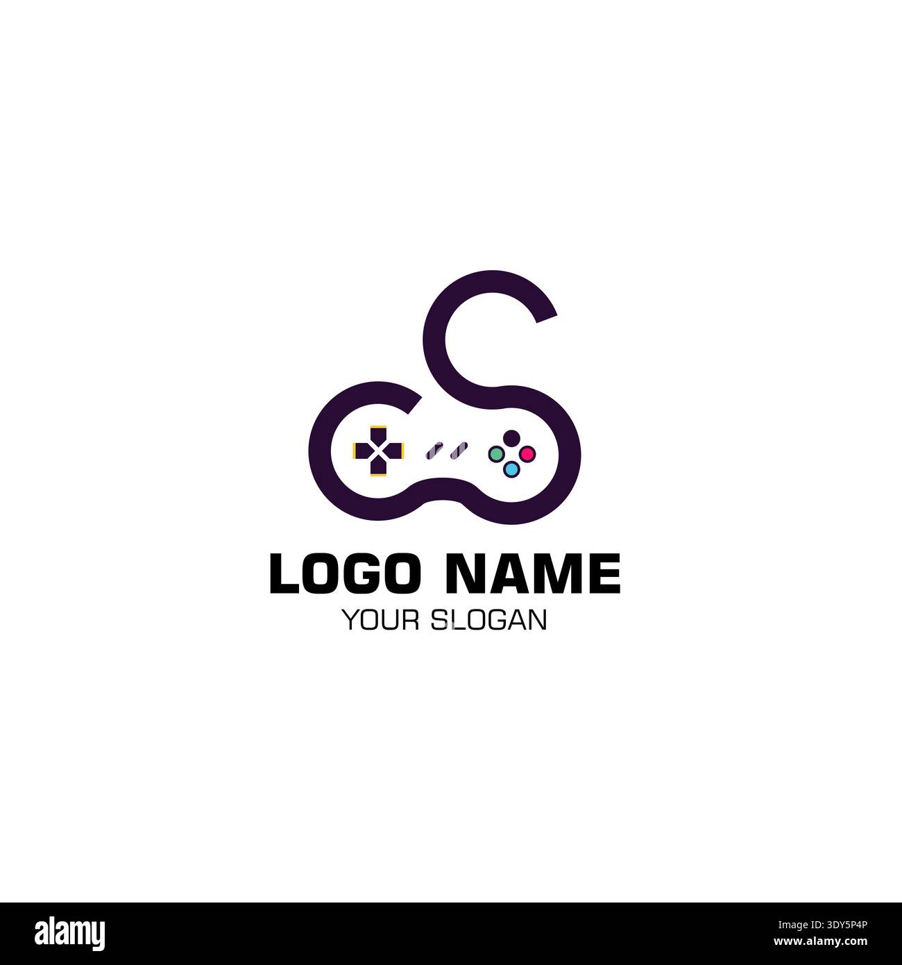 Initial letter CS with Game console logo vector, Gaming logo icon design template Stock Vector