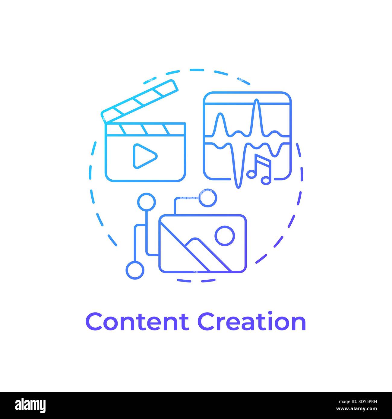 Content creation blue gradient concept icon Stock Vector