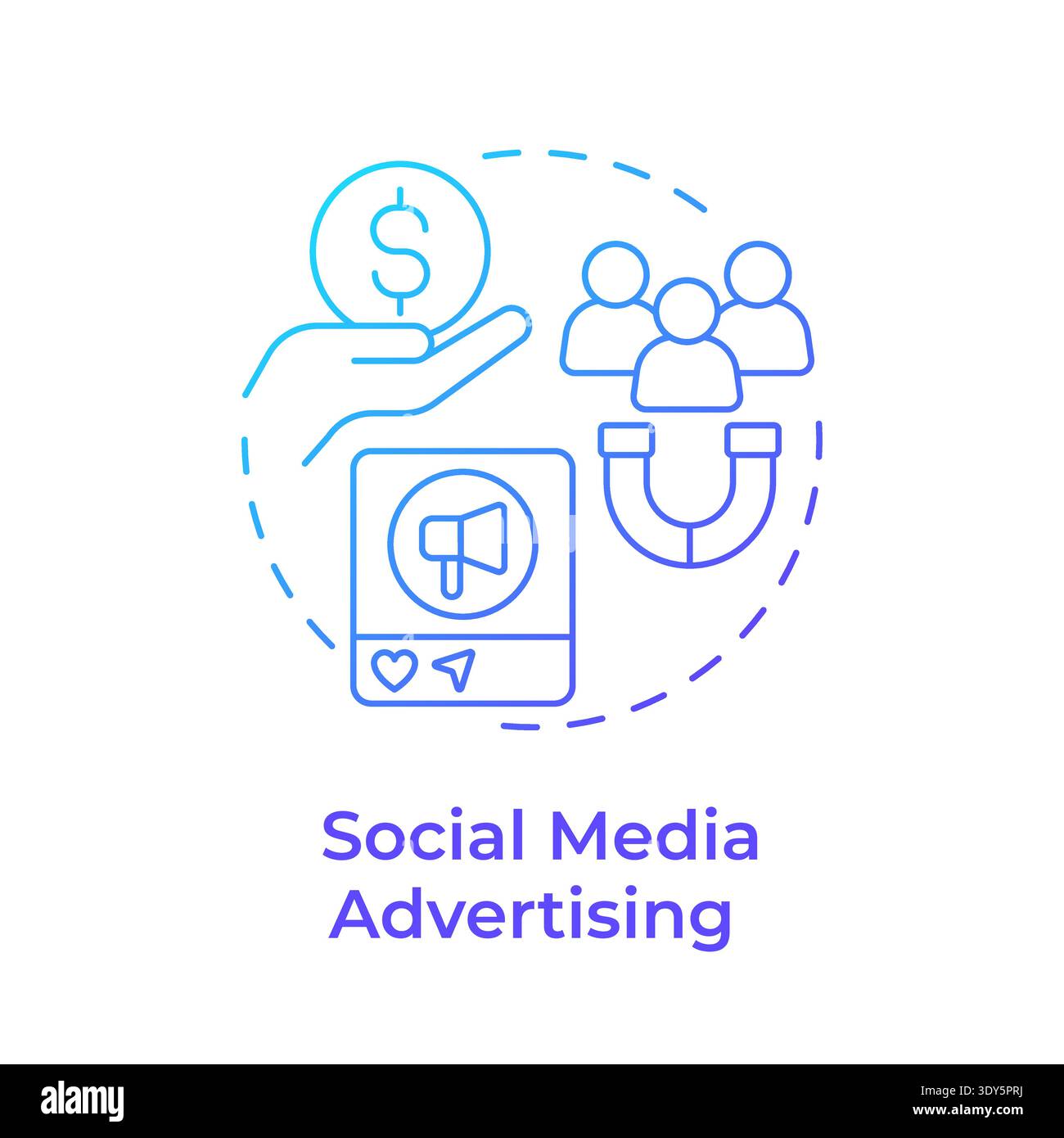 Social media advertising blue gradient concept icon Stock Vector