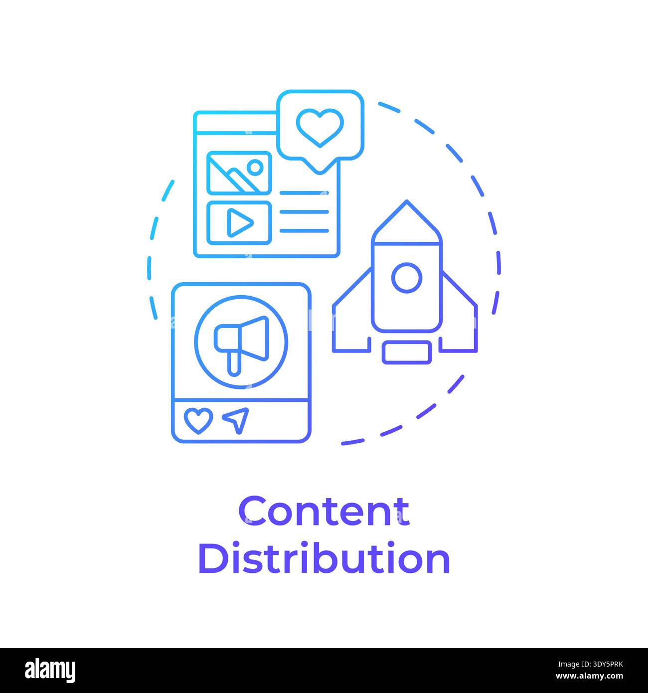 Content distribution blue gradient concept icon Stock Vector