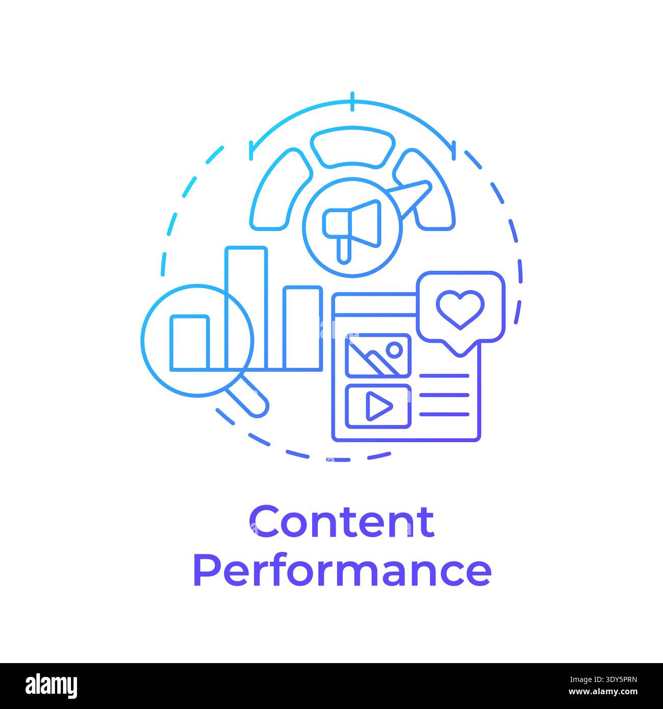 Content performance blue gradient concept icon Stock Vector