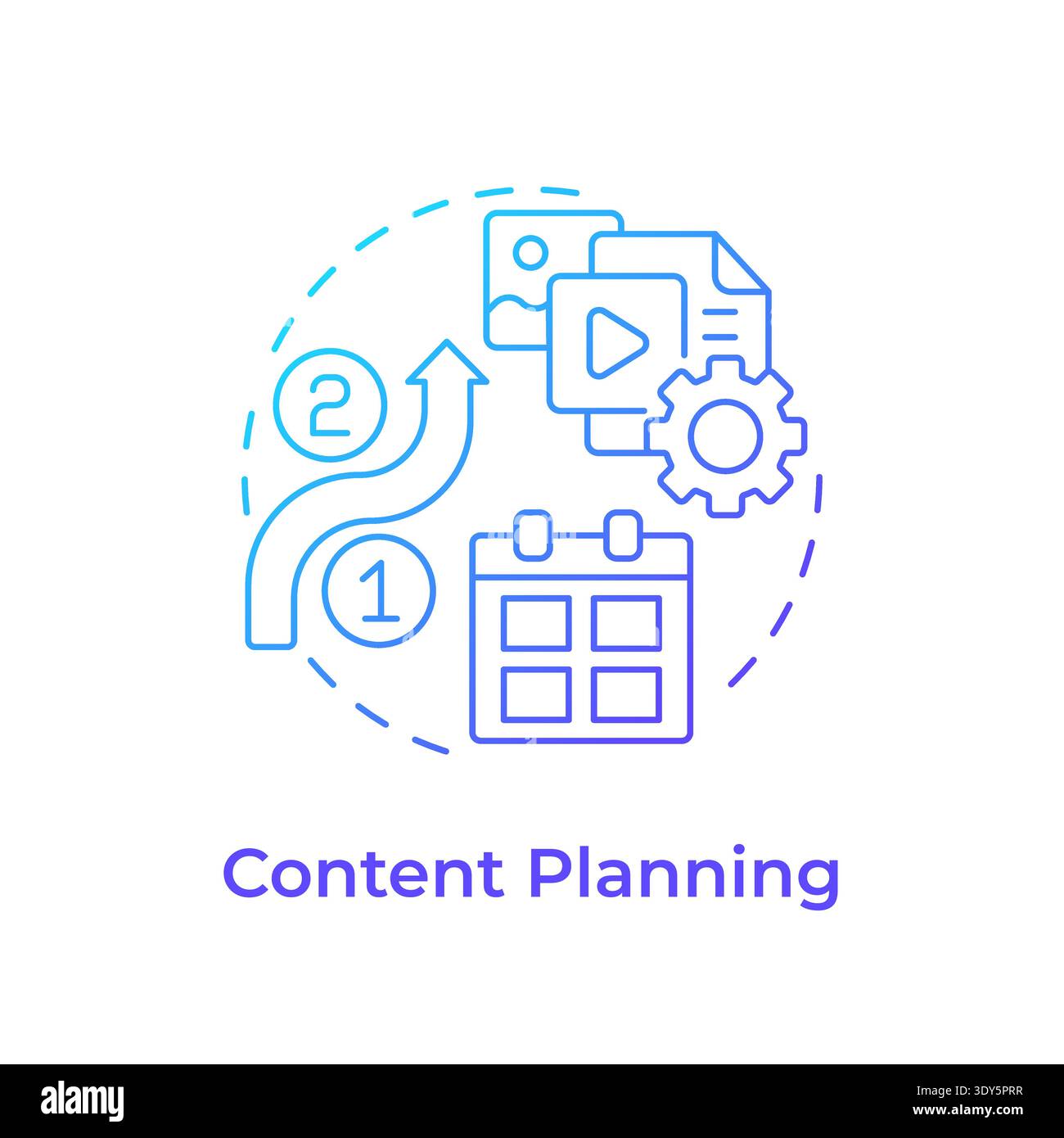 Content planning blue gradient concept icon Stock Vector