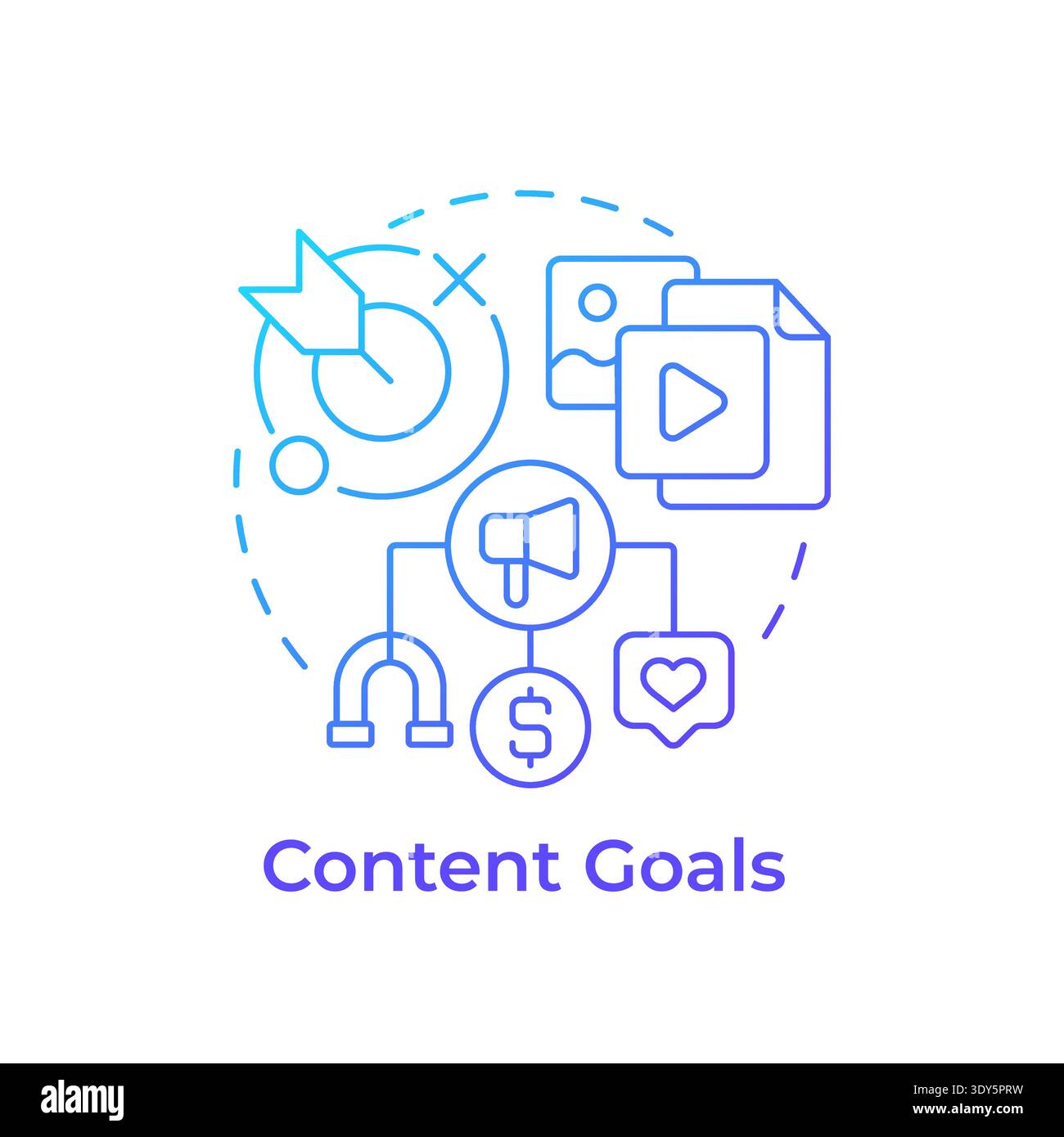 Content goals blue gradient concept icon Stock Vector
