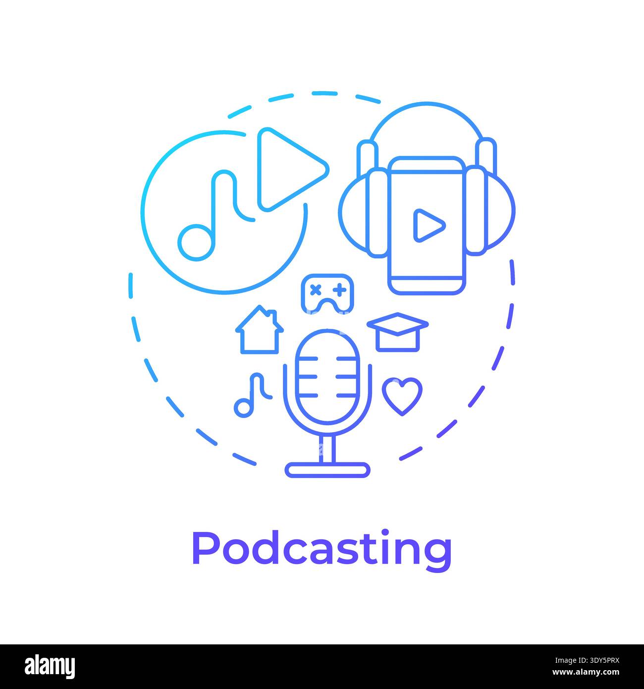 Podcasting blue gradient concept icon Stock Vector