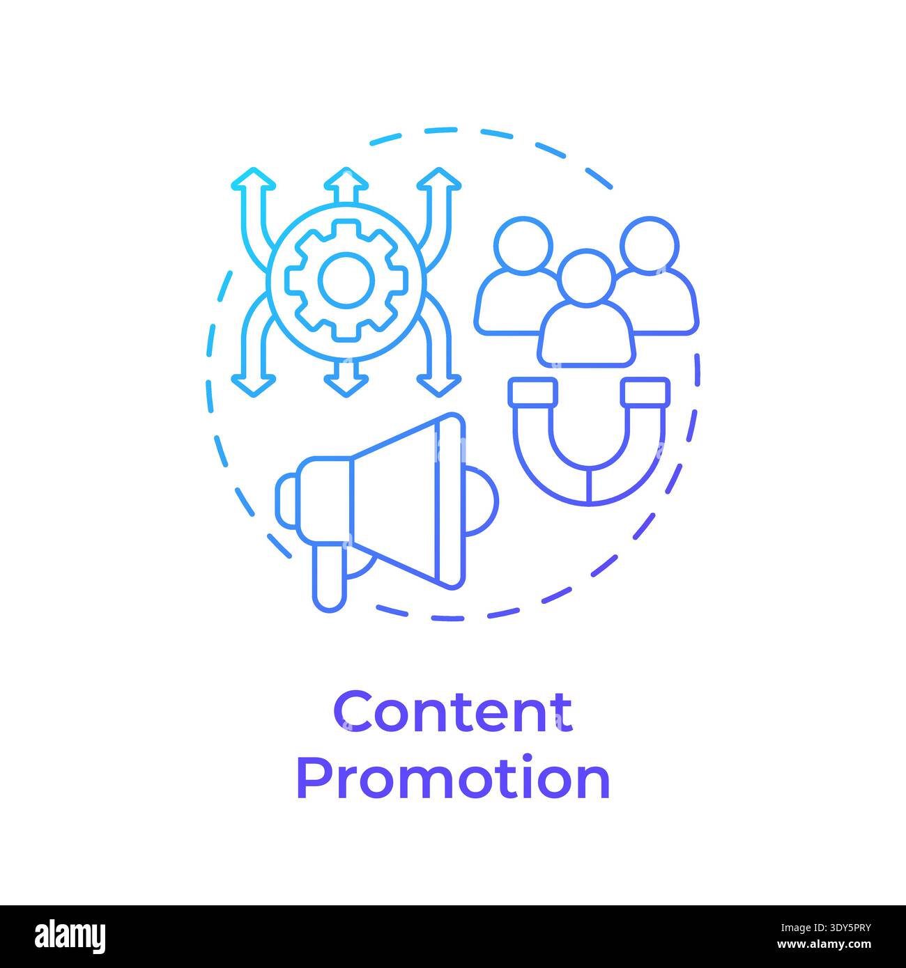 Content promotion blue gradient concept icon Stock Vector