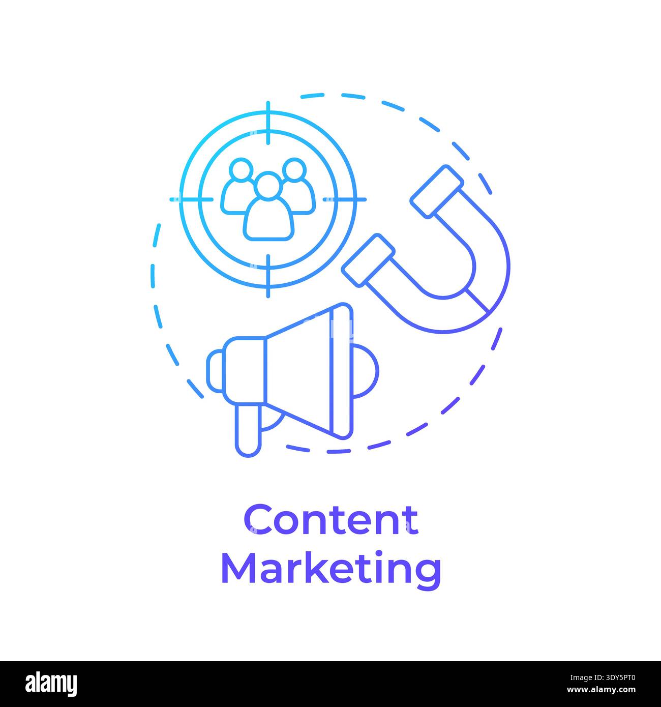 Content marketing blue gradient concept icon Stock Vector