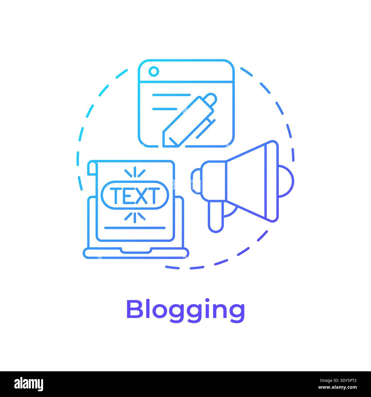 Blogging blue gradient concept icon Stock Vector