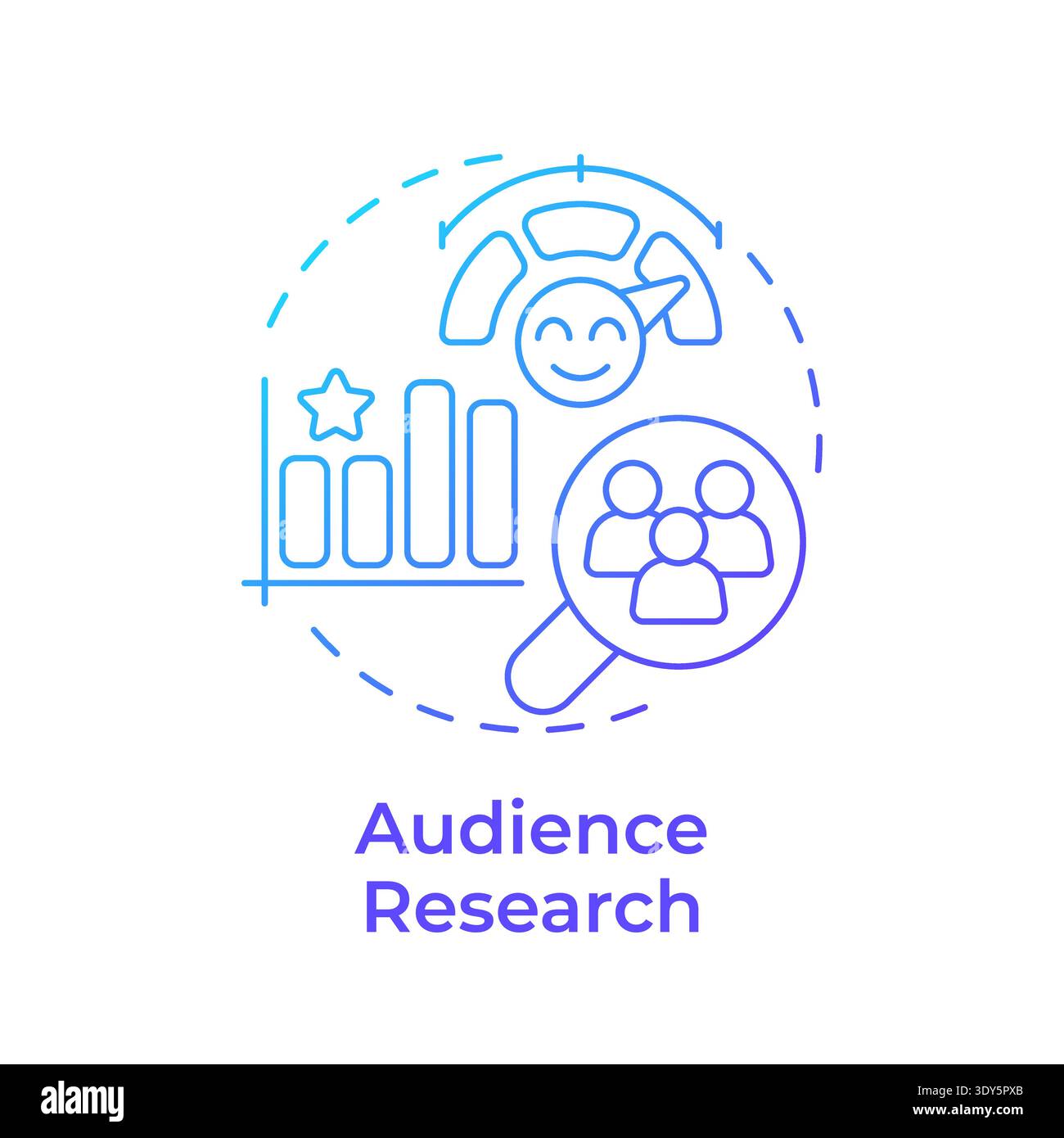 Audience research blue gradient concept icon Stock Vector