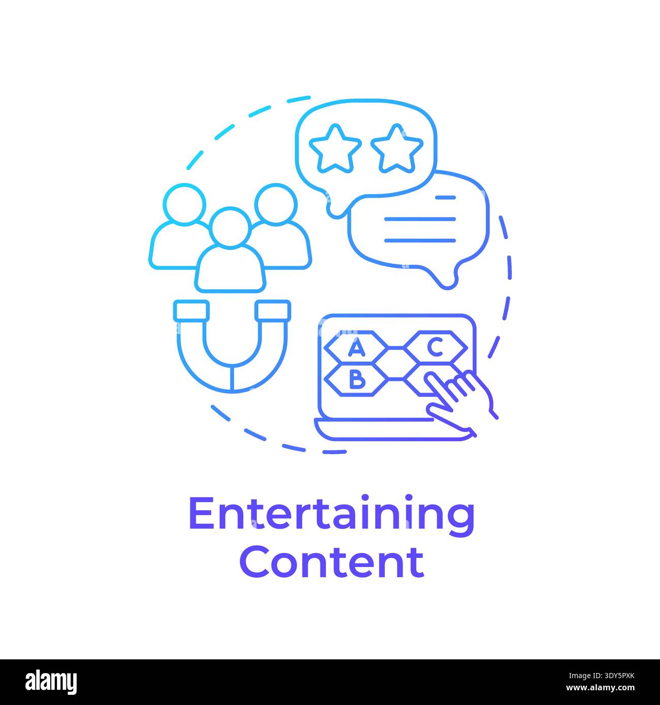 Entertaining content blue gradient concept icon Stock Vector