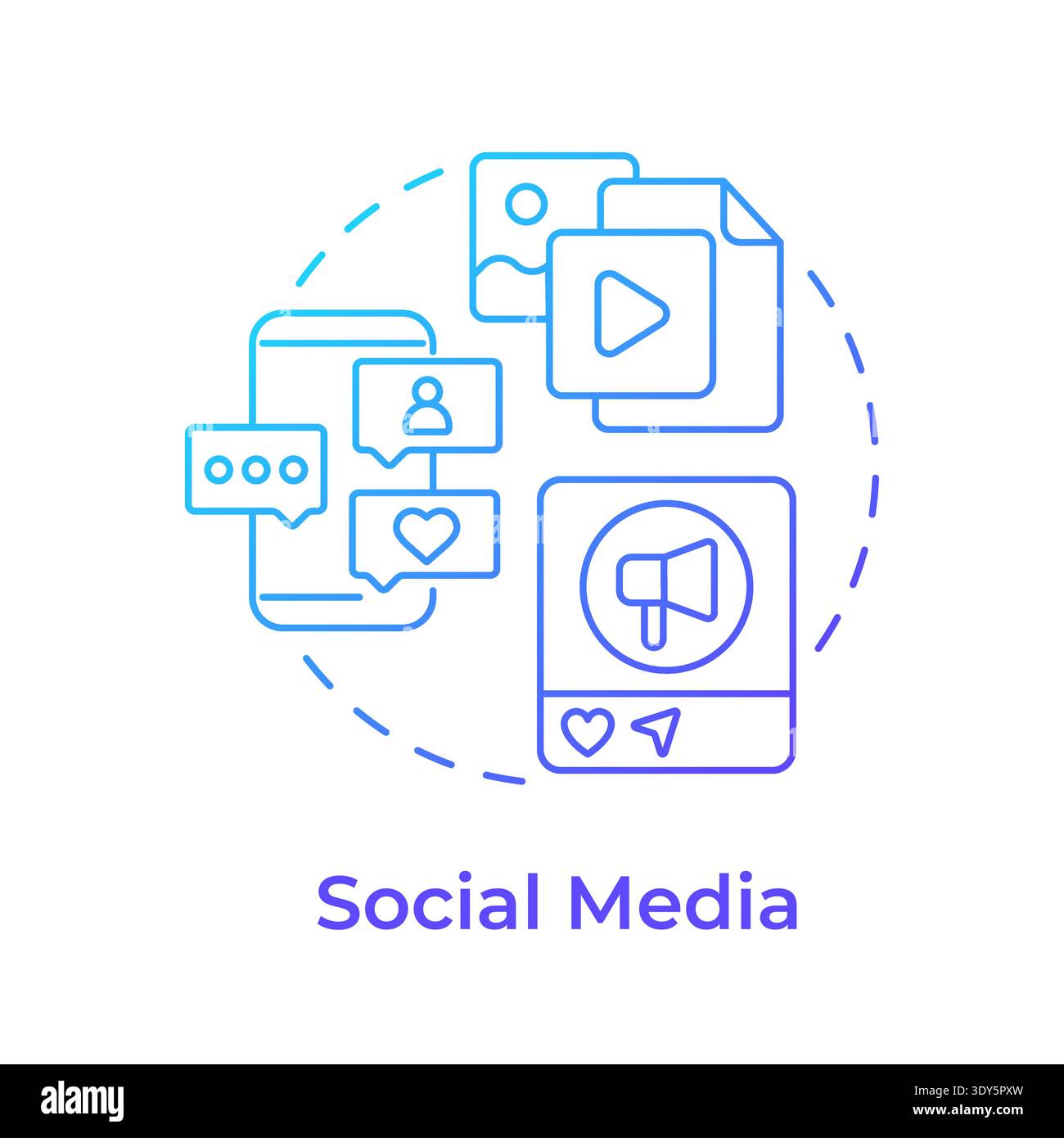 Social media blue gradient concept icon Stock Vector
