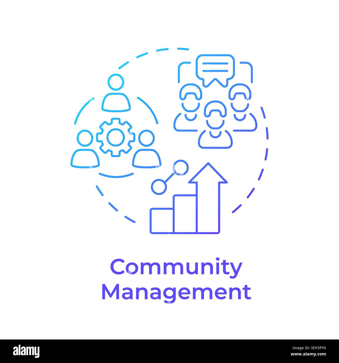Community management blue gradient concept icon Stock Vector