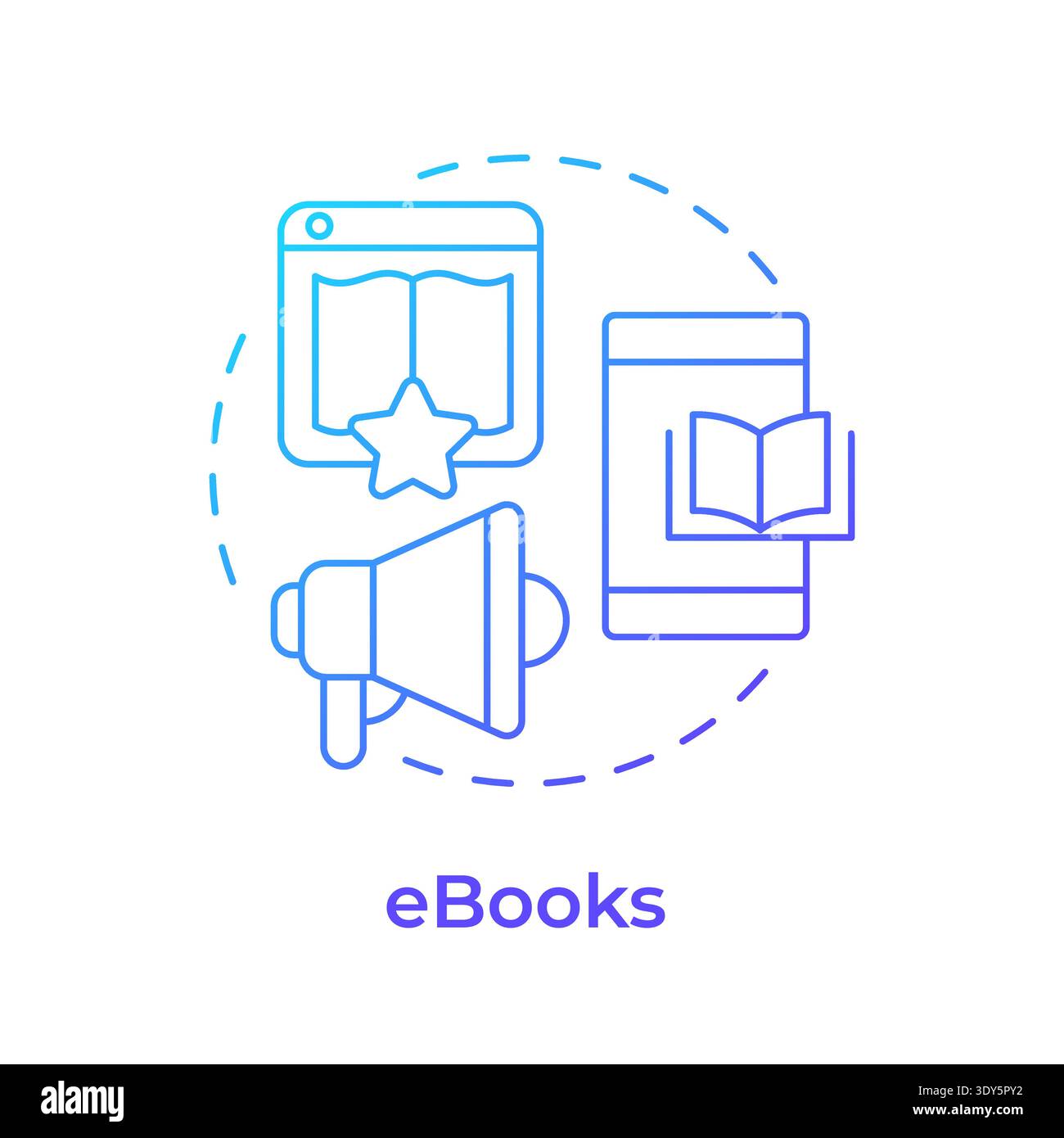 Ebooks blue gradient concept icon Stock Vector