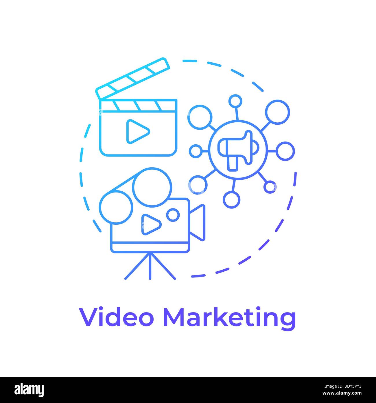 Video marketing blue gradient concept icon Stock Vector