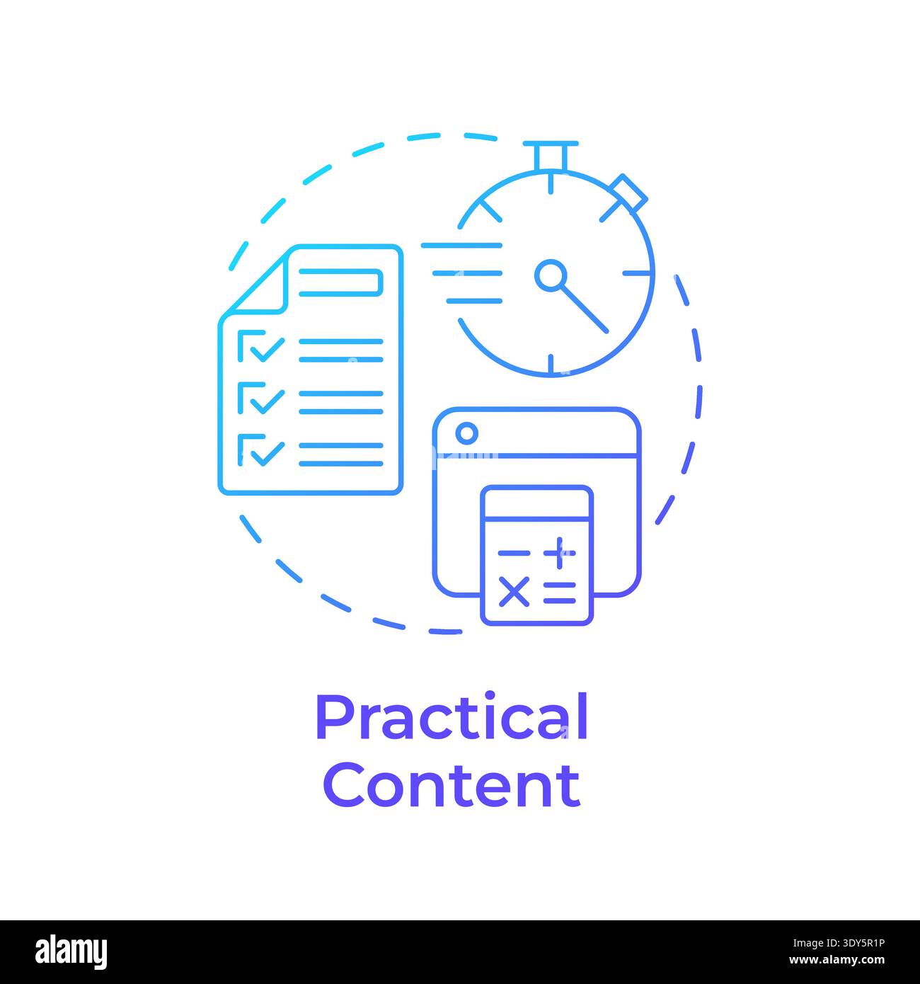 Practical content blue gradient concept icon Stock Vector