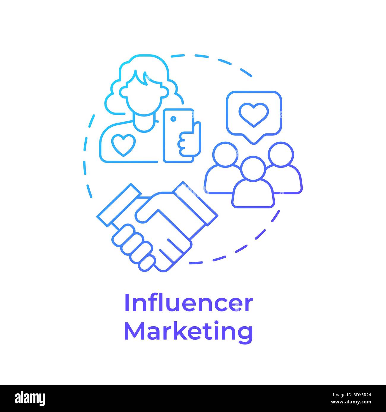 Influencer marketing blue gradient concept icon Stock Vector