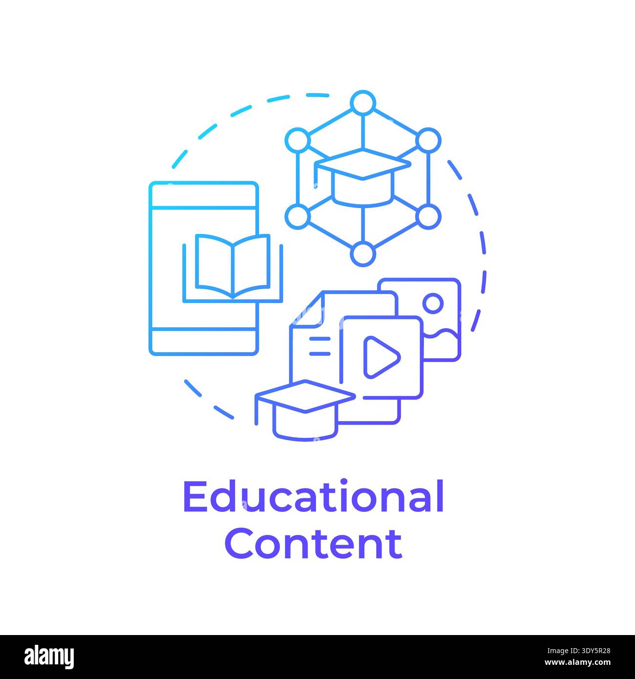 Educational content blue gradient concept icon Stock Vector